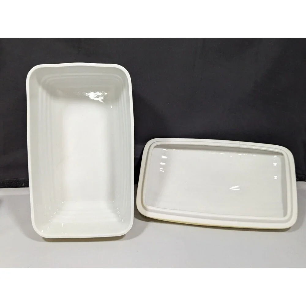 Vintage WESTINGHOUSE HALL Yellow Covered Bread Dish Art Deco Mid Century Modern